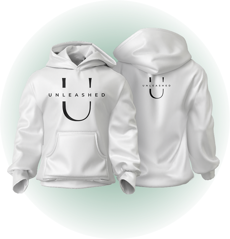 White Unleashed Hoodie - Big Logo
