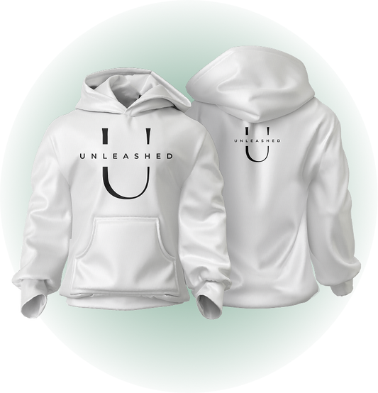 White Unleashed Hoodie - Big Logo