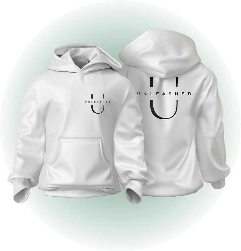 White Unleashed Hoodie - Small Logo