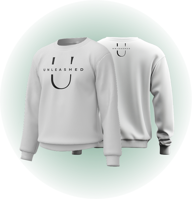 White Unleashed Crew Necks - Big Logo