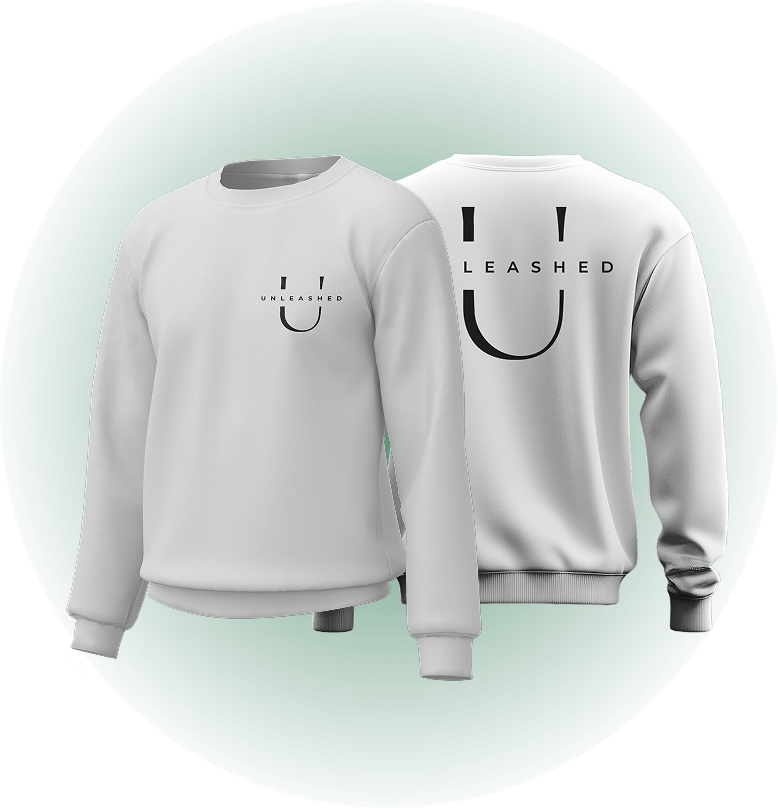 White Unleashed Crew Necks - Small Logo