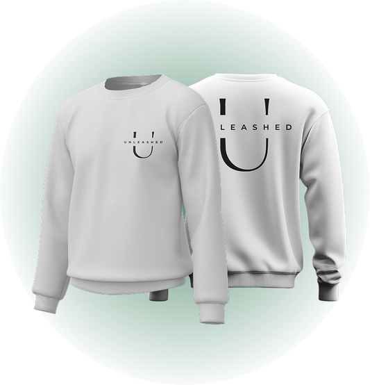 White Unleashed Crew Necks - Small Logo
